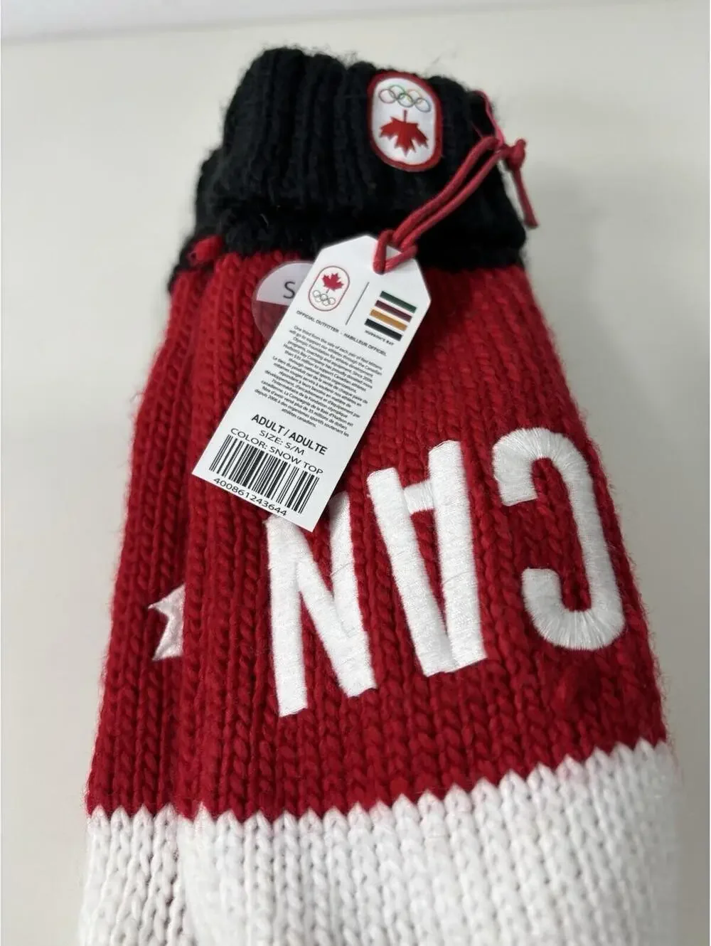 Hudson's Bay Team Canada Mittens  Olympics Black White Red Adult Small/Medium SZ - Picture 6 of 6